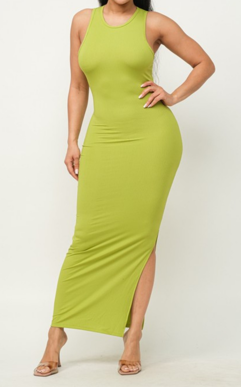 “Meg” ribbed maxi (lime)